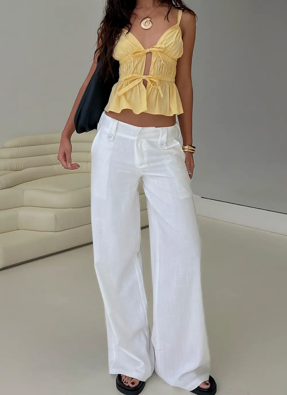Pedra Wide Leg Pant White