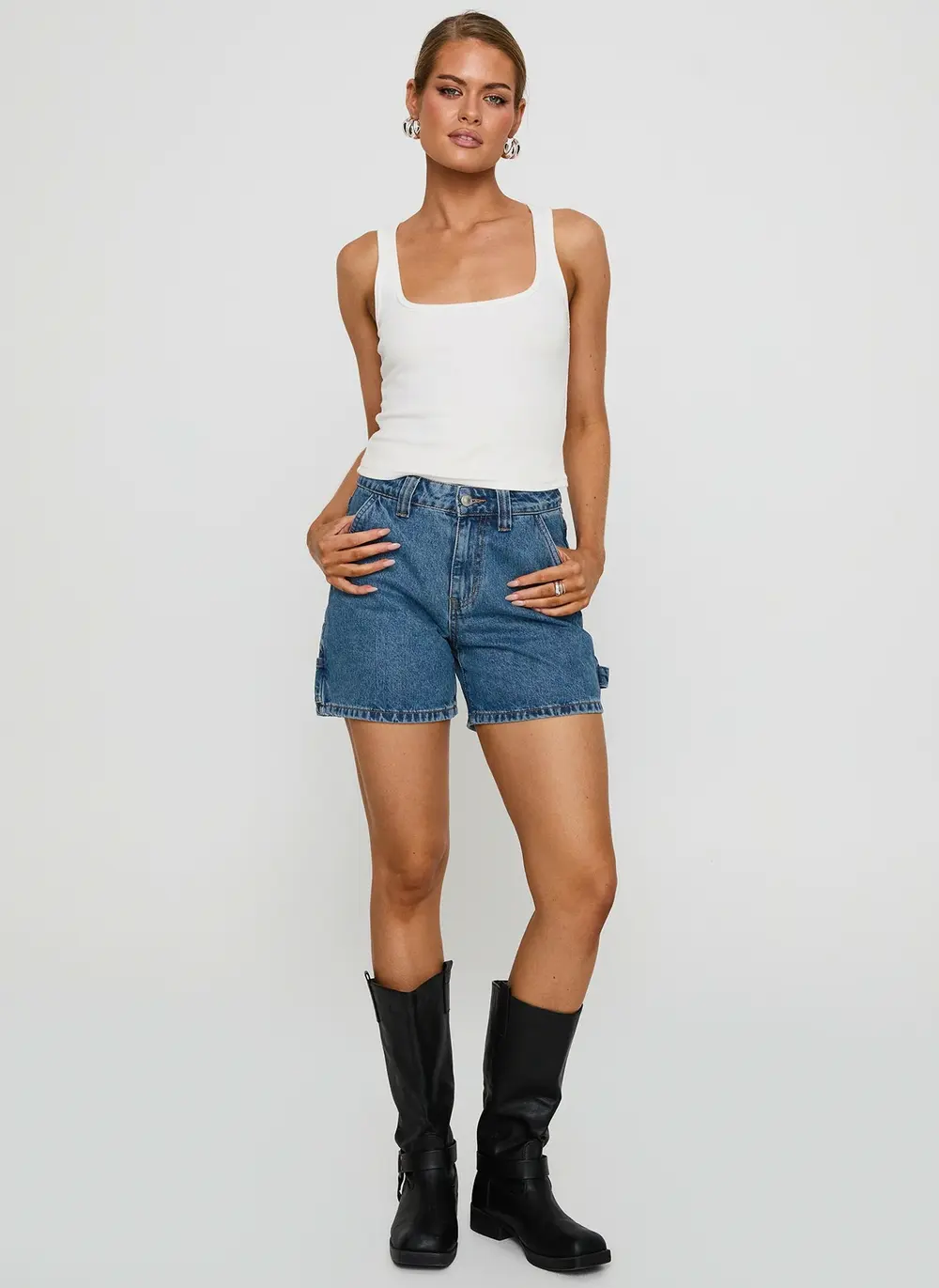 Lou Carpenter Denim Shorts Mid Wash
