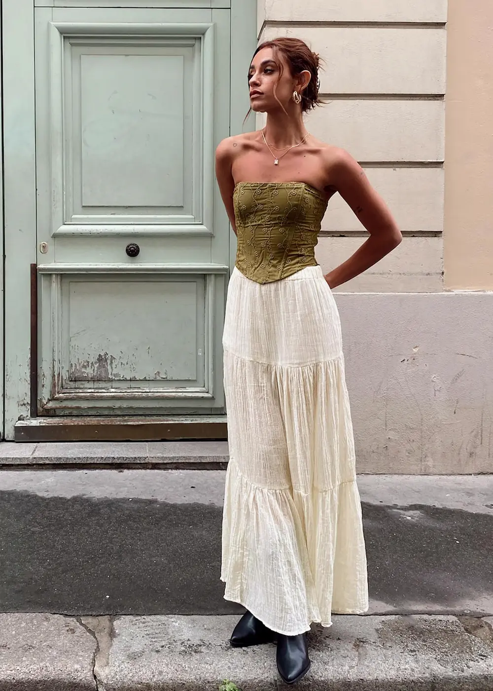 Gilchrist Low Rise Maxi Skirt Ivory Low impact