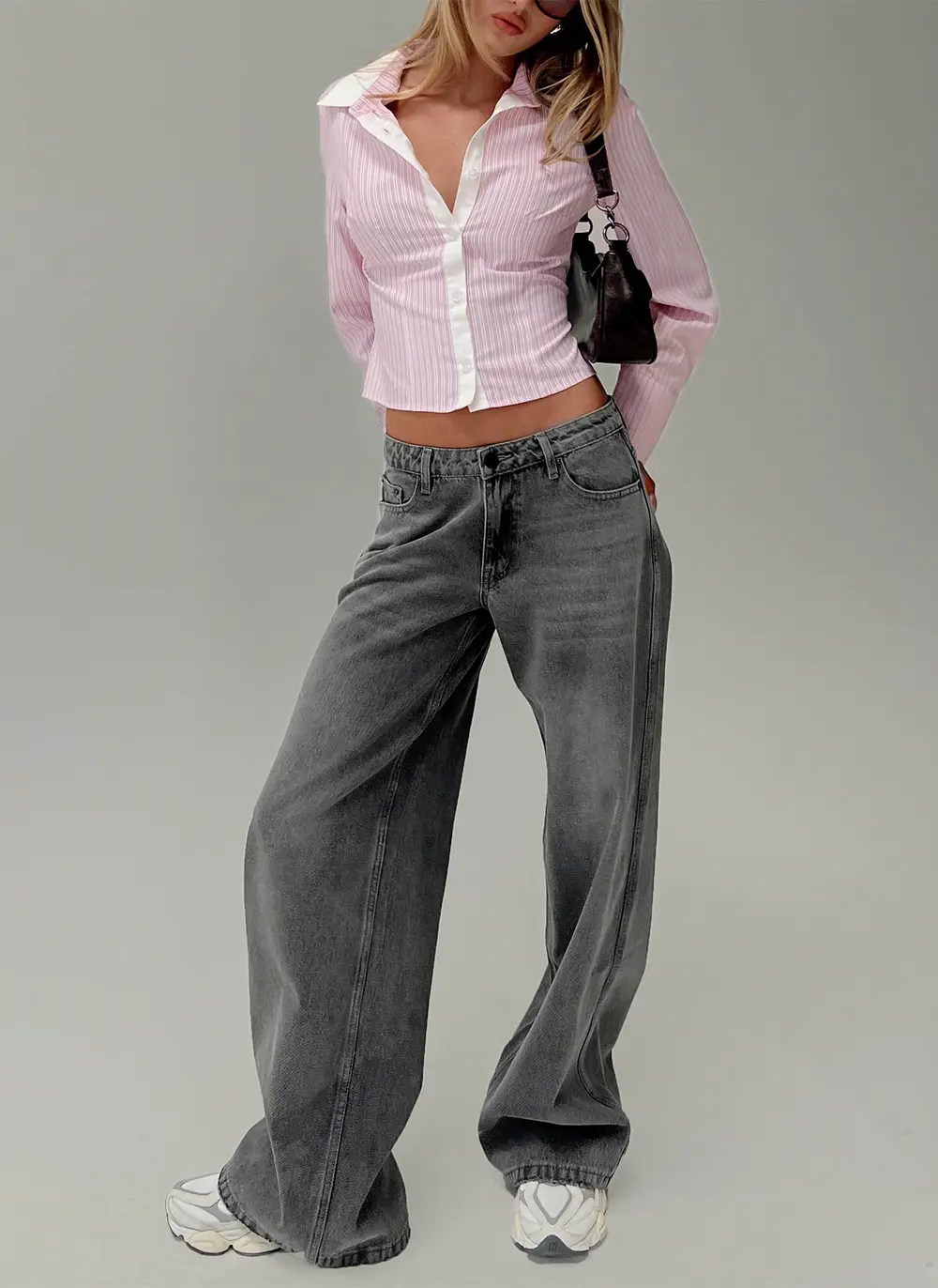 Ramos Low Rise Wide Leg Jeans Grey Wash