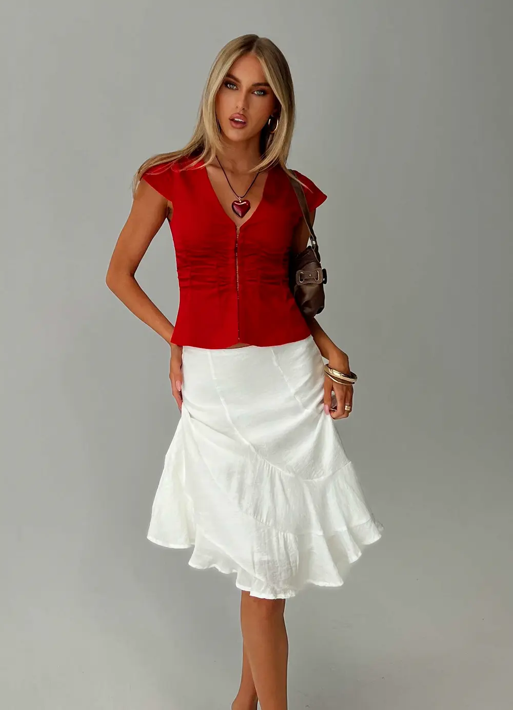 With Kindness Midi Skirt White