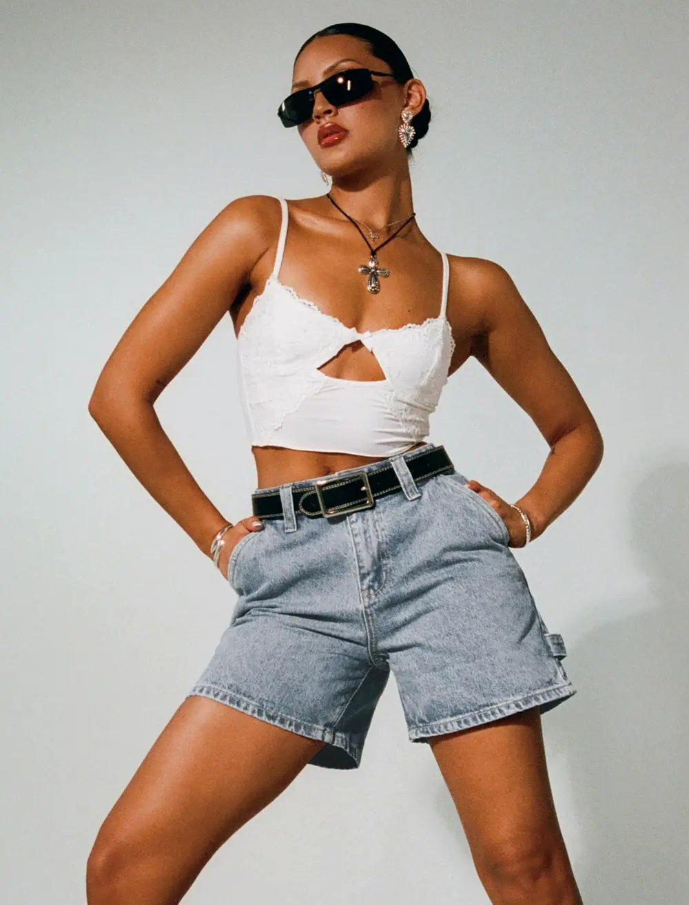 Lou Carpenter Denim Shorts Light Wash Lower Impact