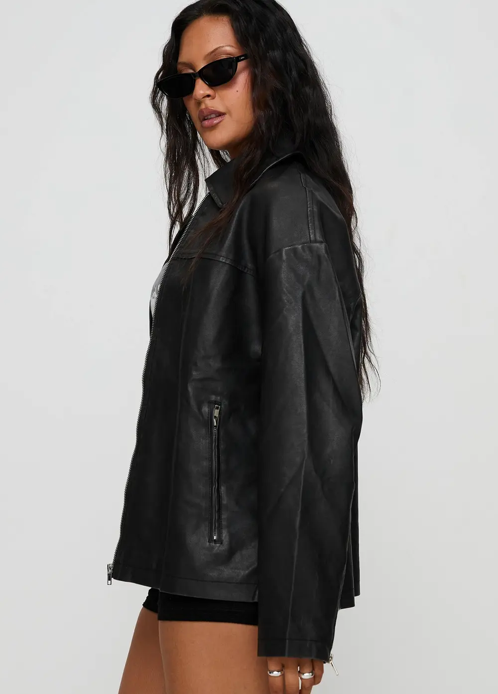 Napoleon Faux Leather Jacket Black