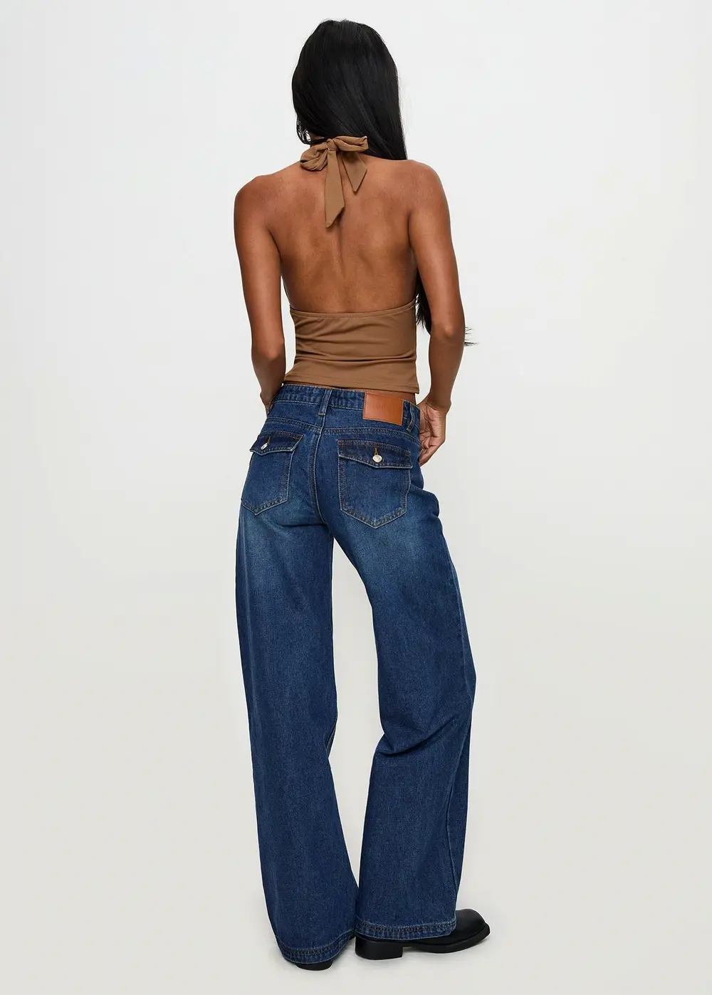 Everlong Mid Rise Wide Leg Jeans Dark Blue Wash