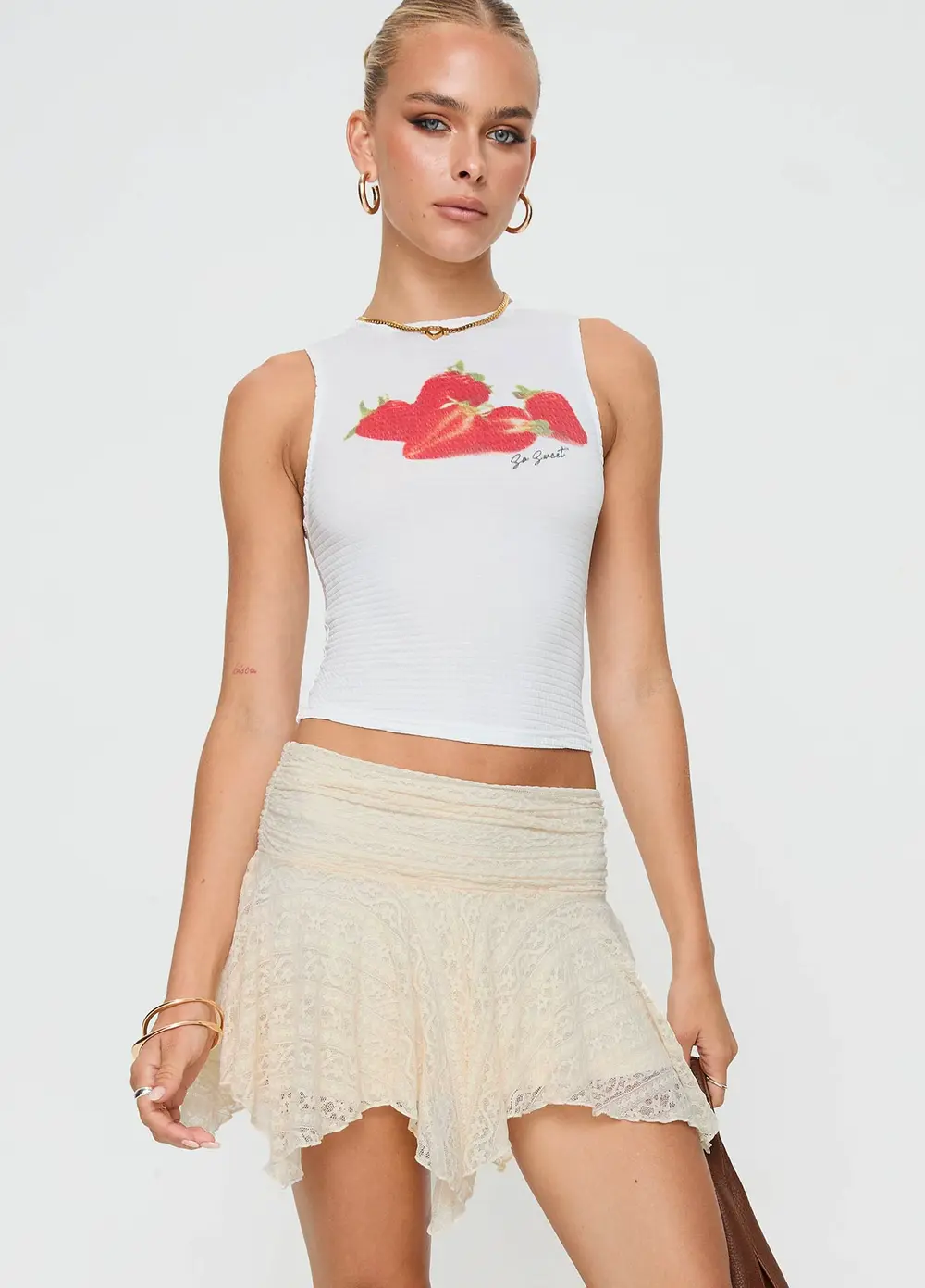 Lifas Lace Mini Skirt Cream