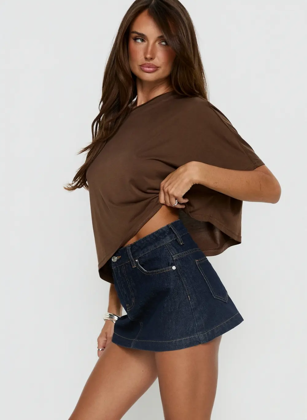 Nicolina Low Rise Denim Mini Skirt Raw Denim