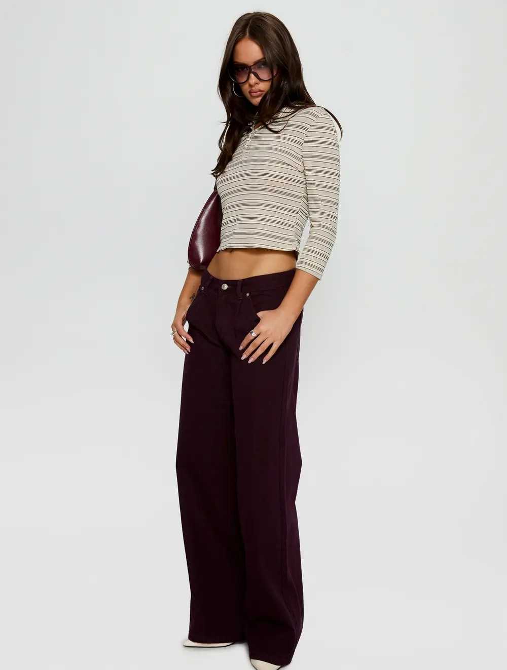 Supercut Low Rise Baggy Pleat Jeans Currant