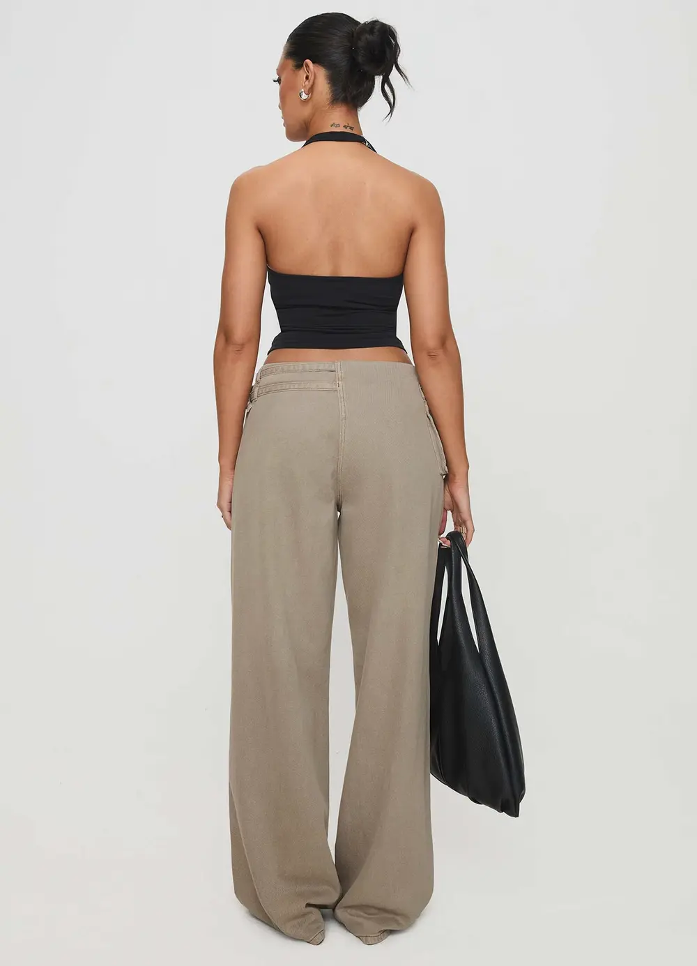 Paltrow Mid Rise Wide Leg Cargo Jeans Washed Brown