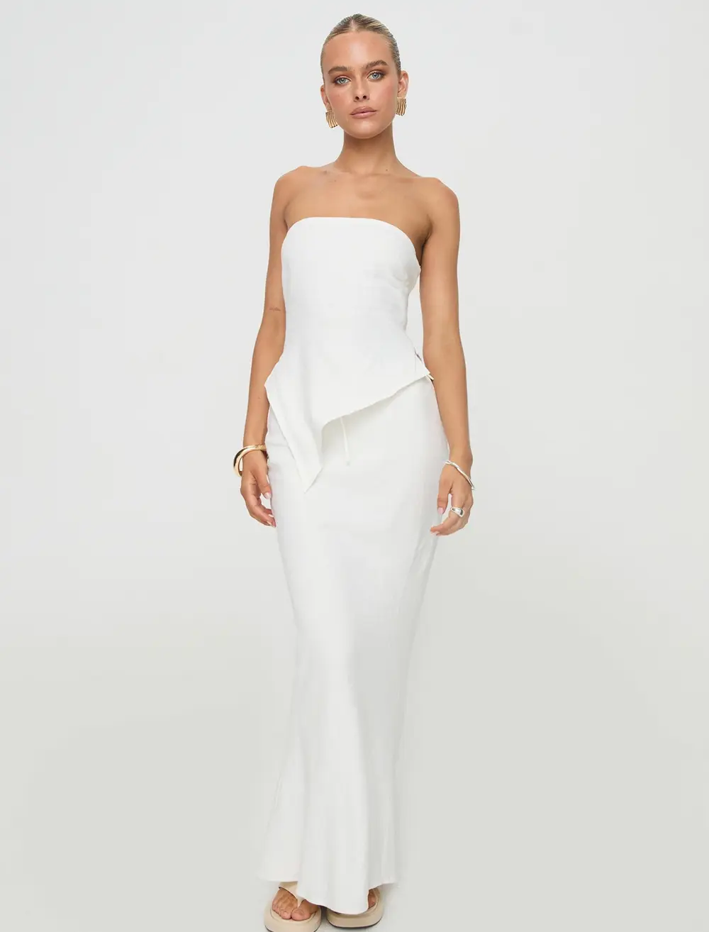 Mercer Linen Blend Maxi Skirt White