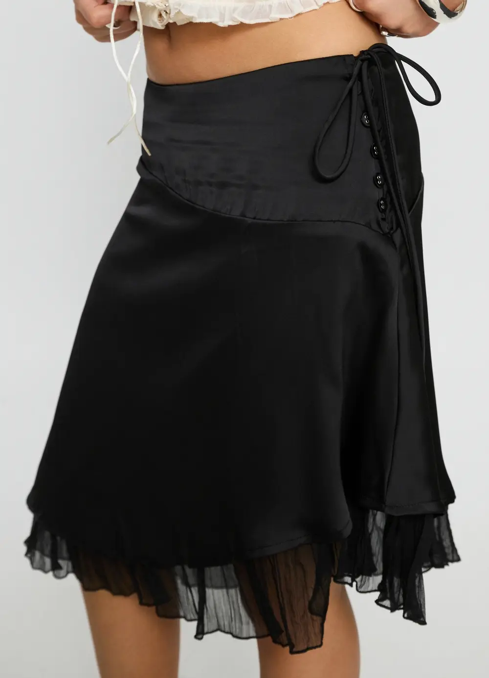 Rosemead Satin Midi Skirt Black