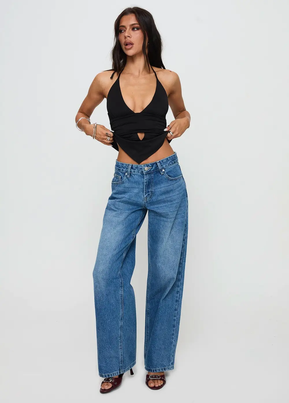 Serenitia Mid Rise Relaxed Jeans Mid Blue Wash Petite