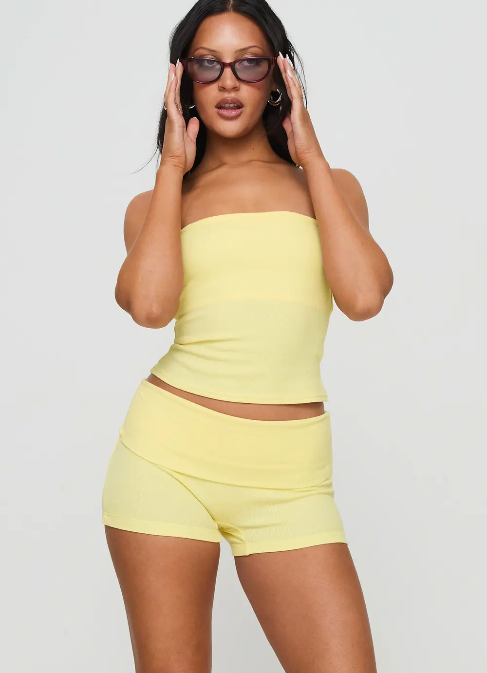 Baseline Low Rise Rib Shorts Yellow