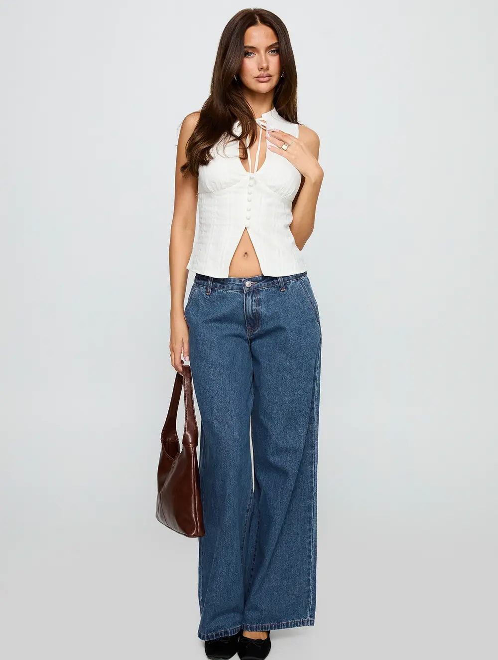 Hyde Low Rise Wide Leg Jeans Mid Blue
