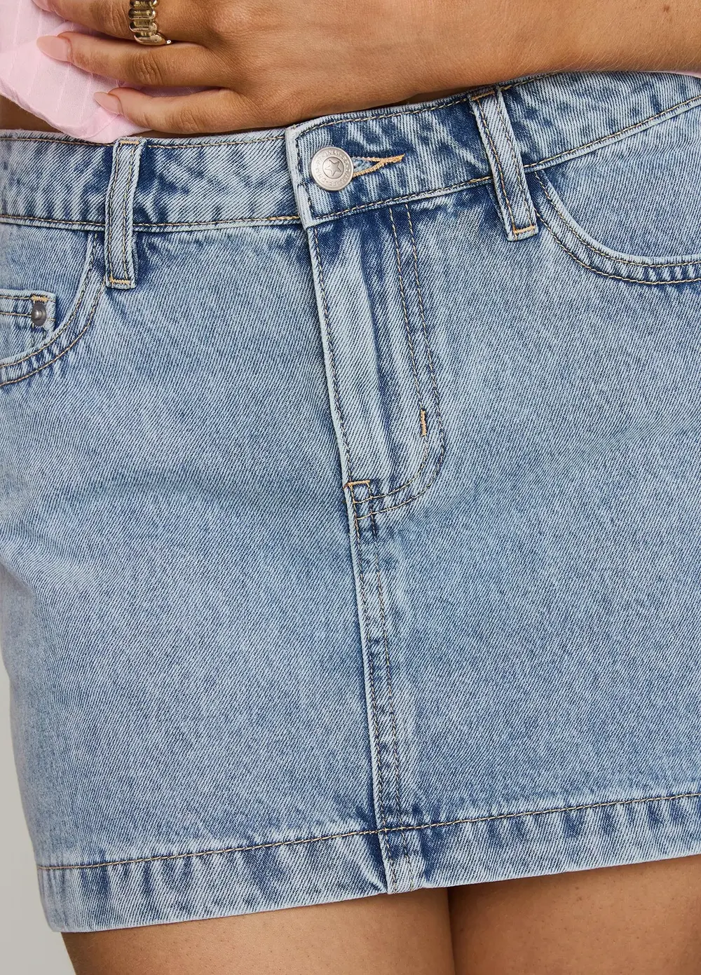 Nickei Denim Mini Skirt Light Wash