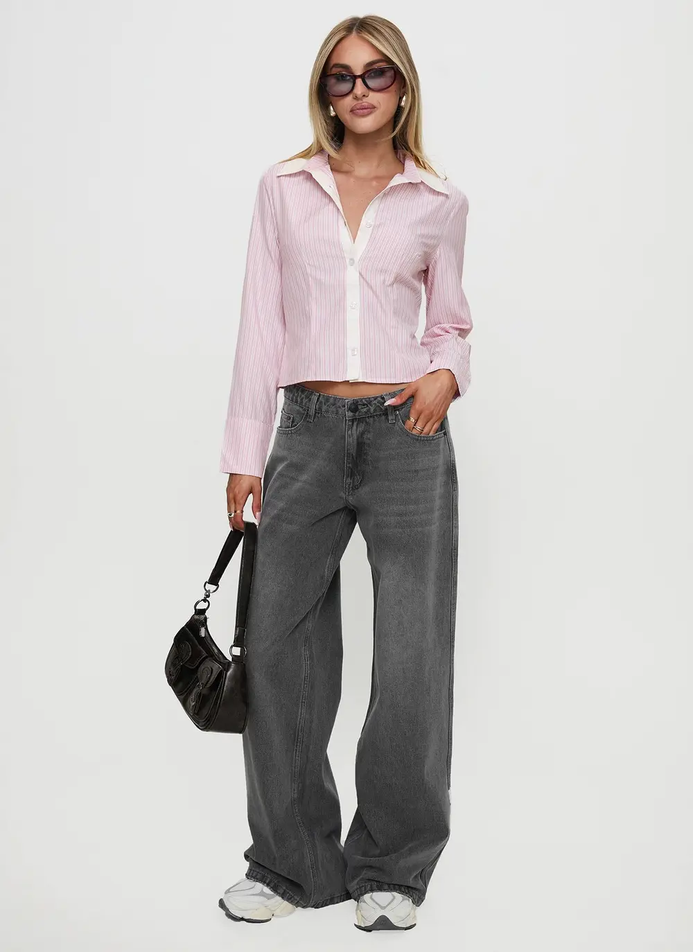 Ramos Low Rise Wide Leg Jeans Grey Wash