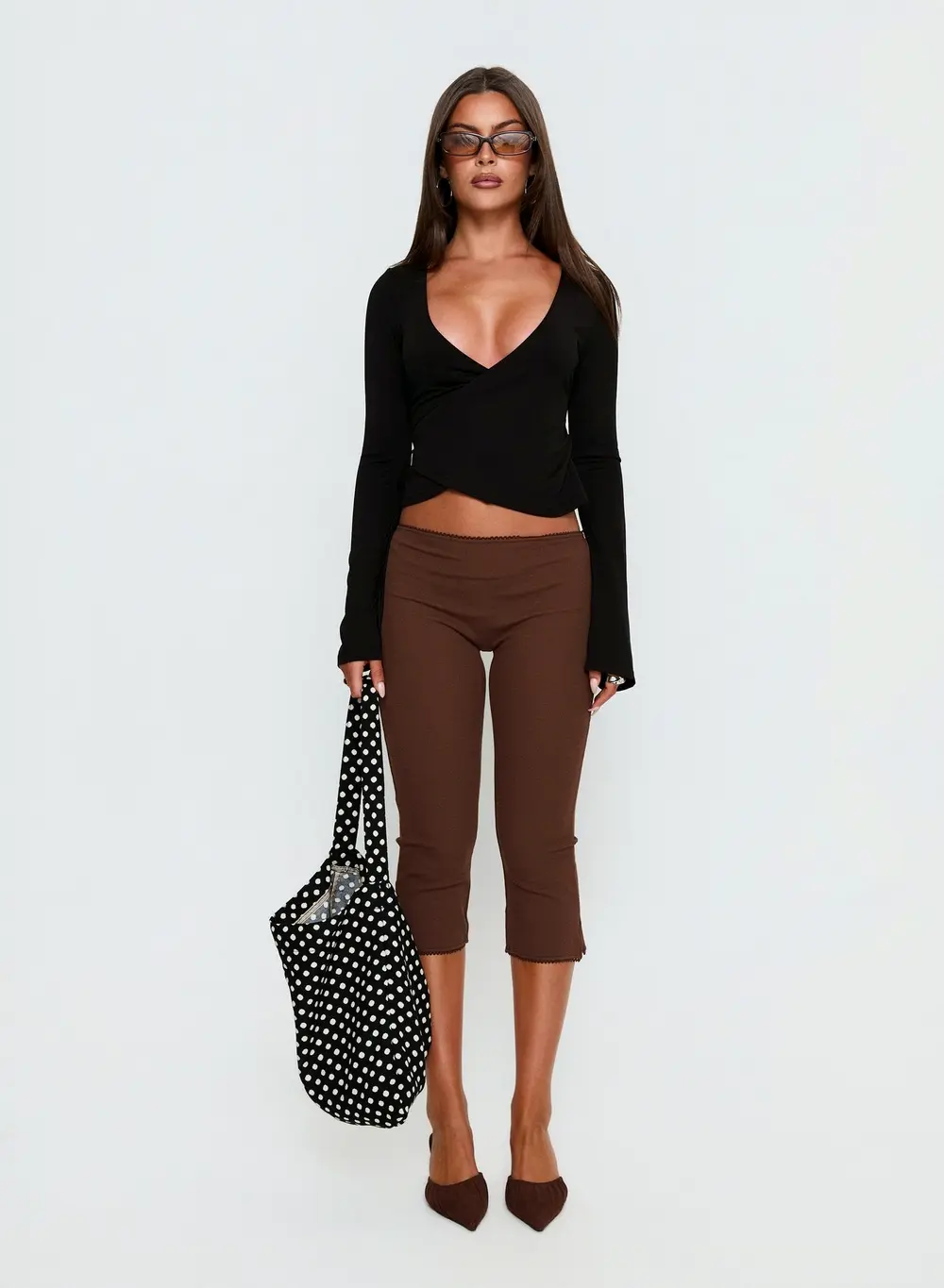 Baseline Rib Capri Pants Chocolate