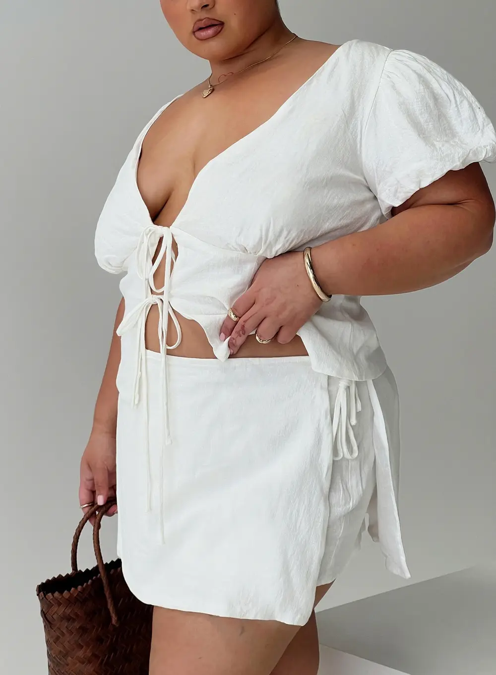 Gulliver Tie Side Mini Skort White Curve