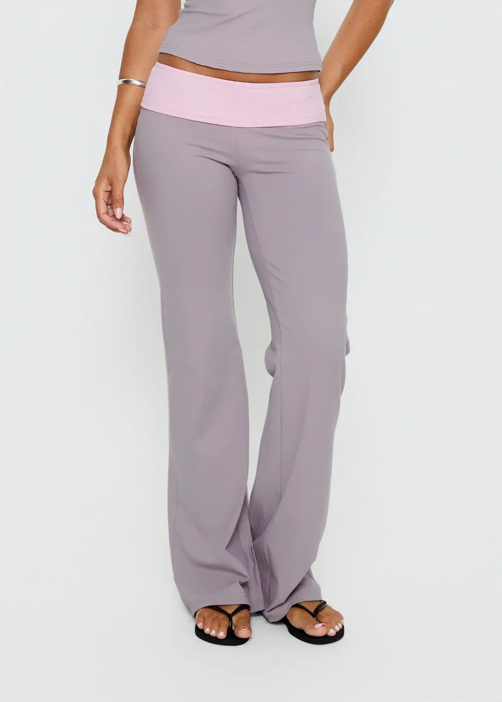 Kobee Jersey Flare Pants Slate / Dusty Pink