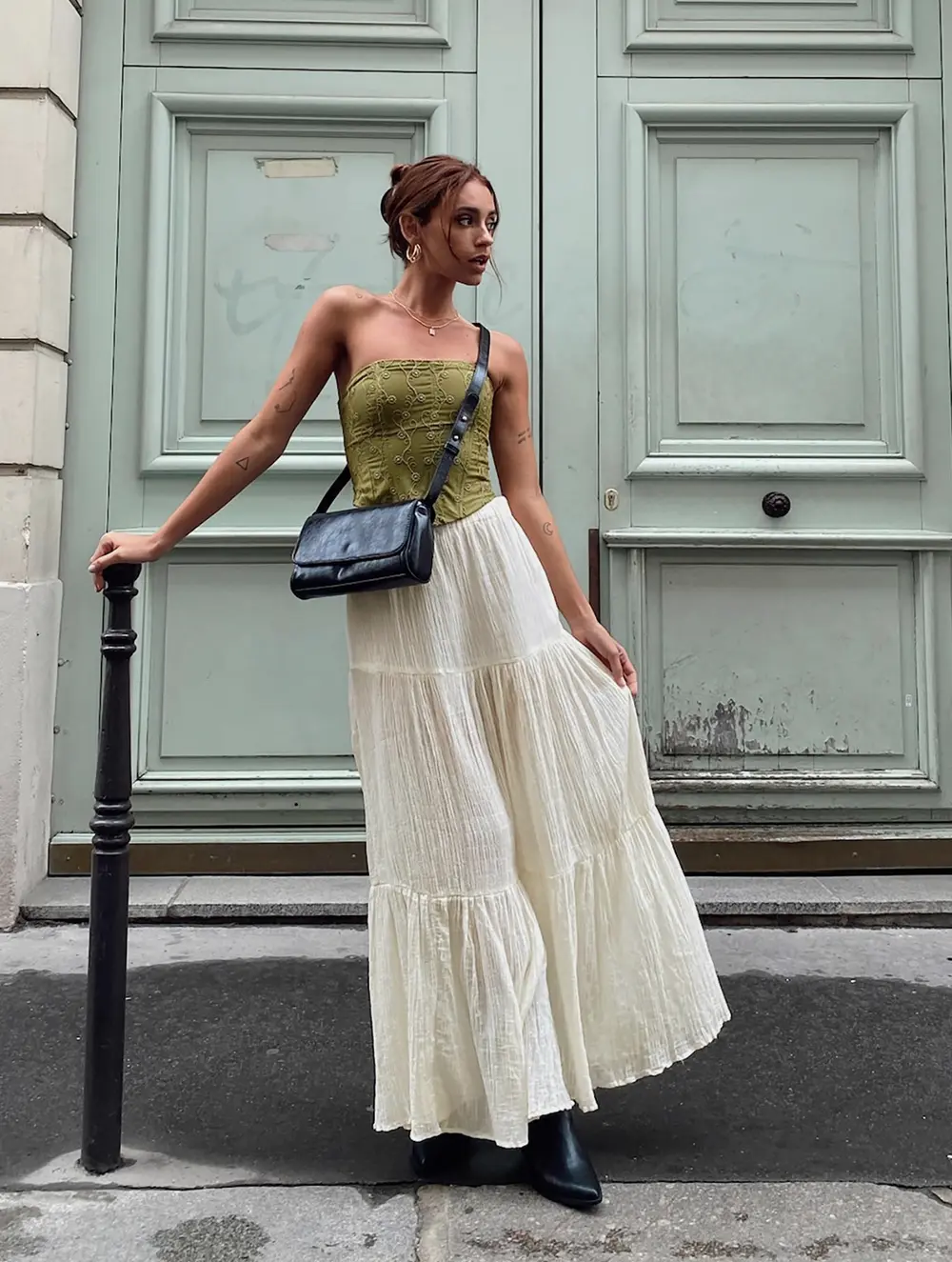 Gilchrist Low Rise Maxi Skirt Ivory Low impact