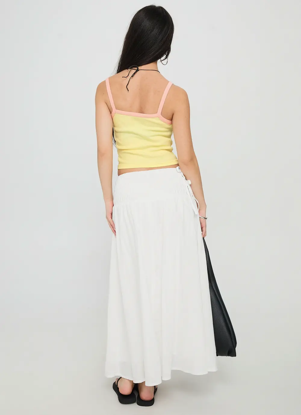Vence Ruched Maxi Skirt White