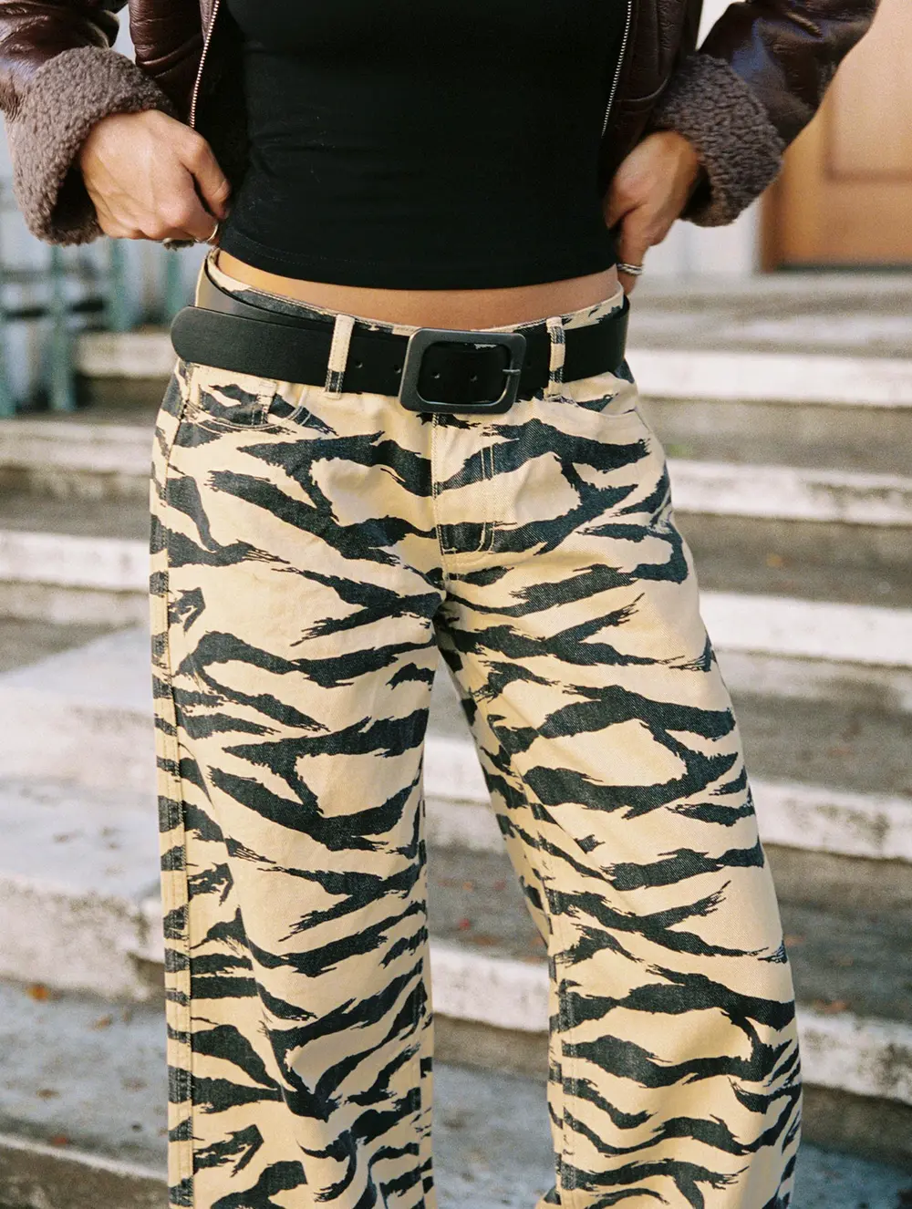 Ramos Low Rise Wide Leg Jeans Tiger