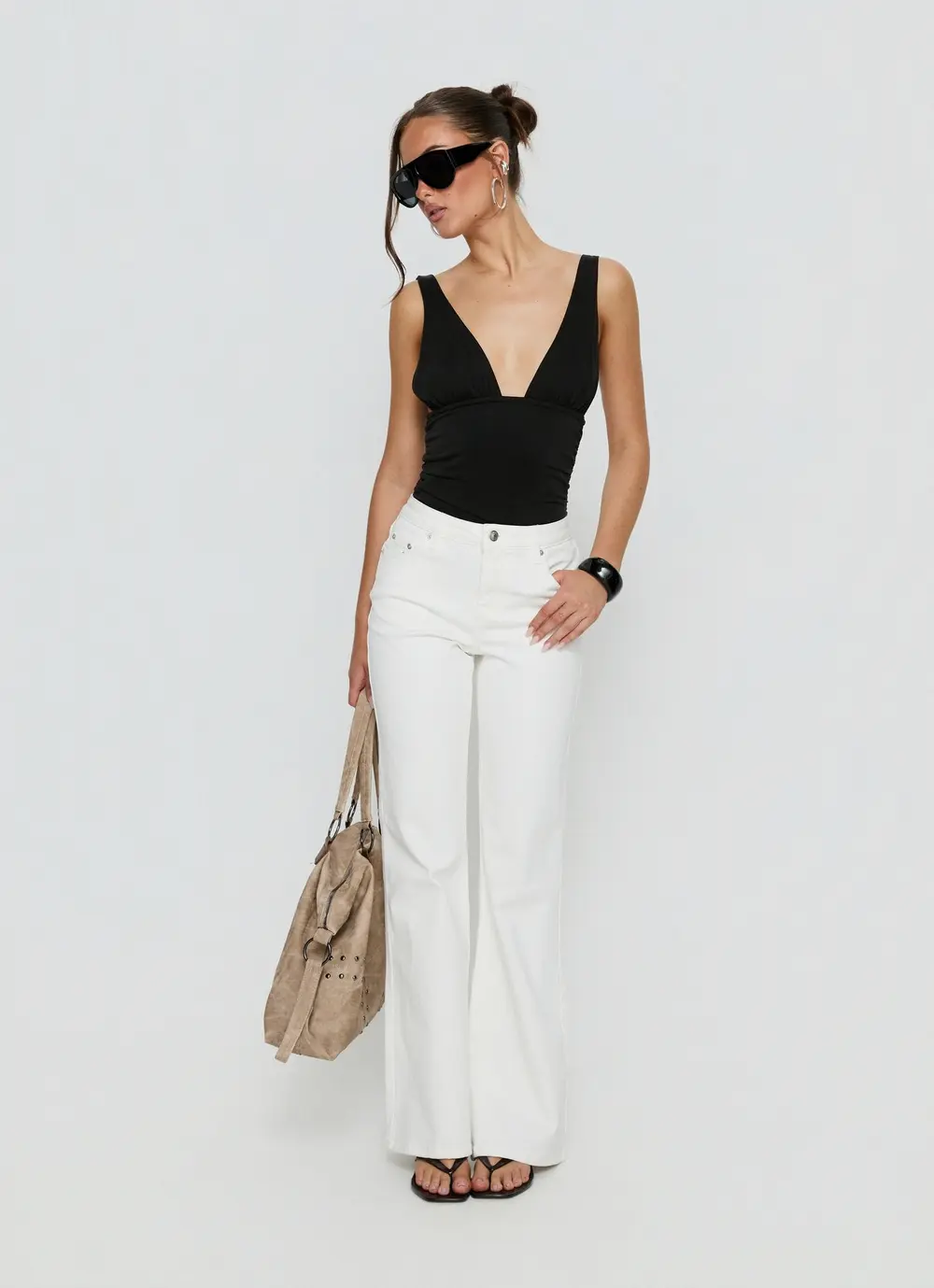 Magic Mirror Mid Rise Bootleg Jeans Ecru