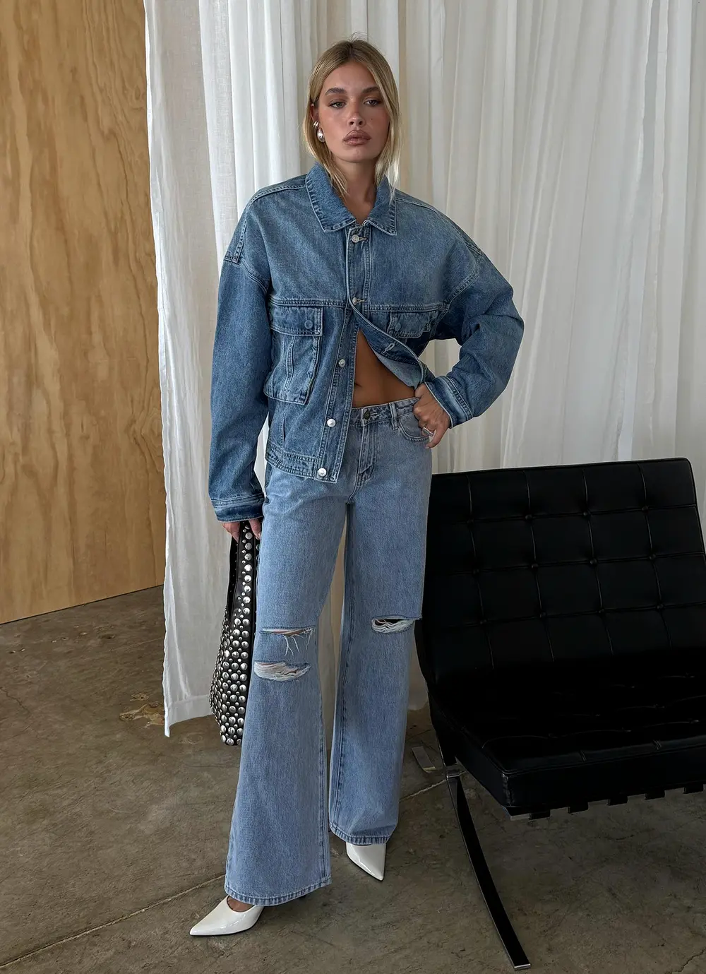 Kier Oversized Jacket Denim Mid Wash