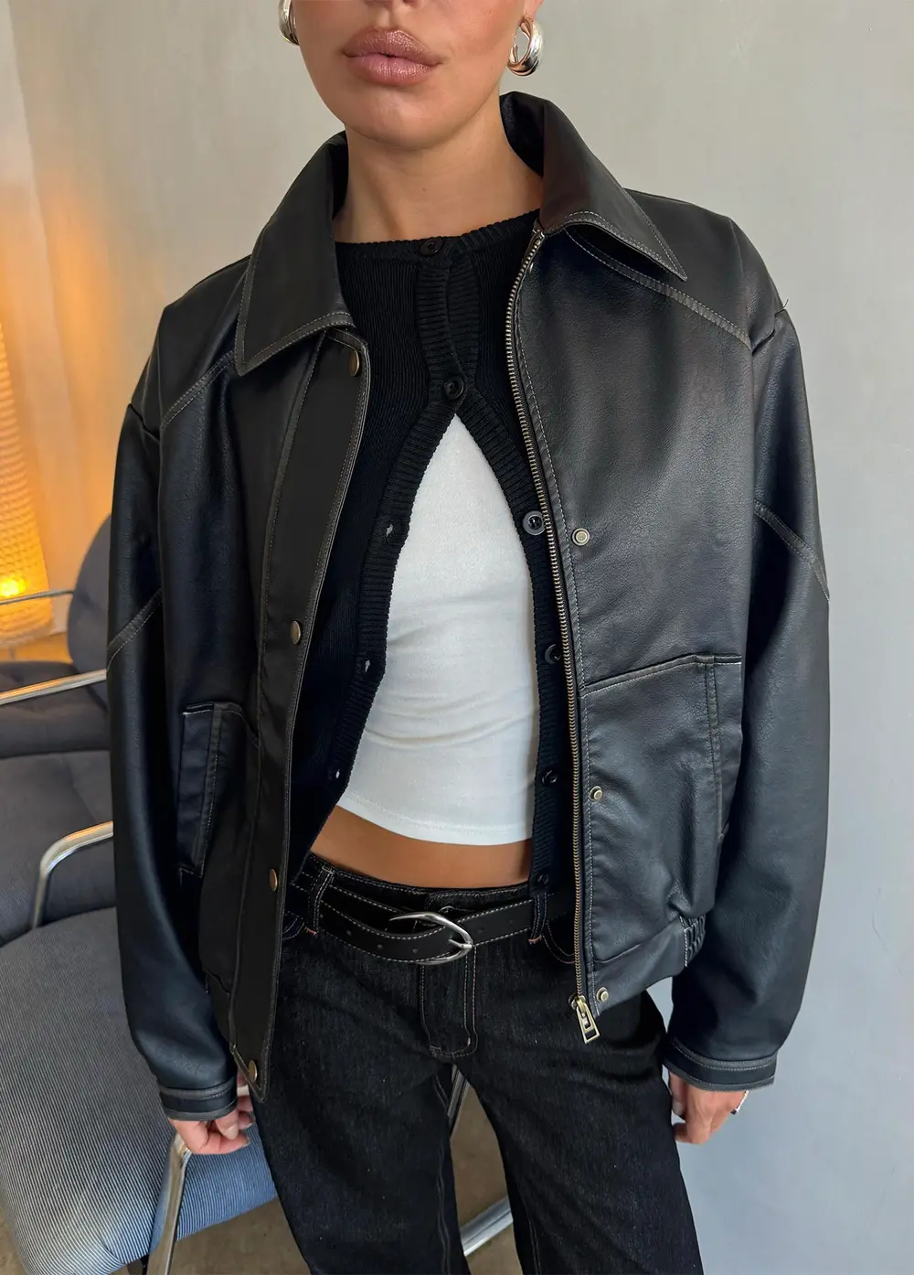 Jaxton Faux Leather Jacket Black