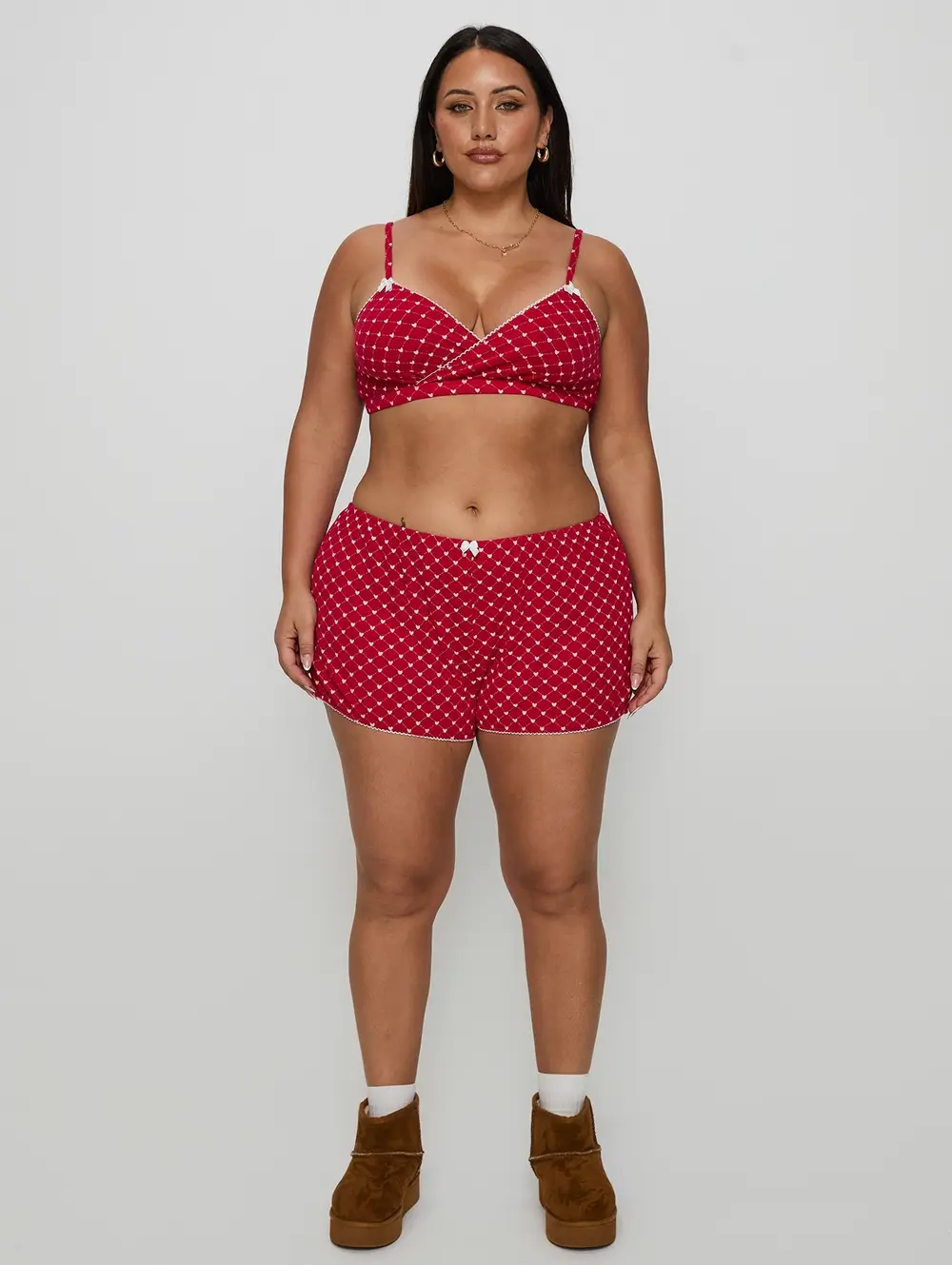 Slumber Pointelle Sleep Bralette Red Curve