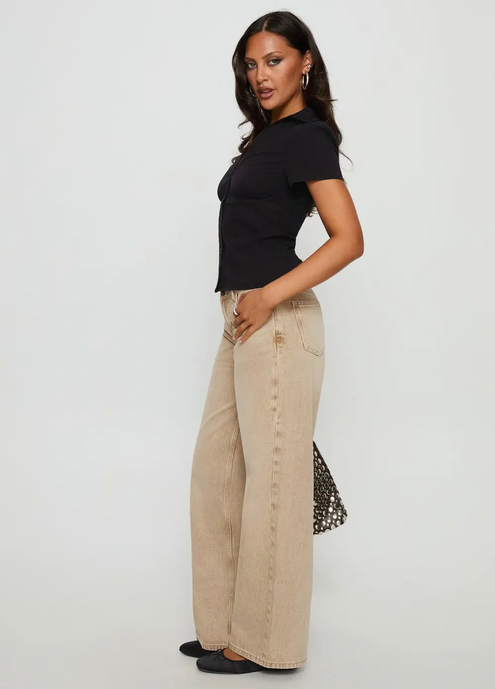 Ellanor Low Rise Straight Leg Jeans Tan