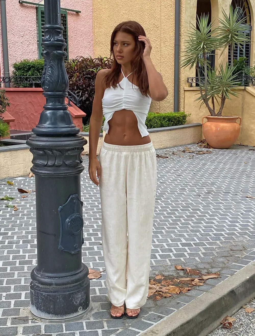 Louis Linen Blend Pants Off White