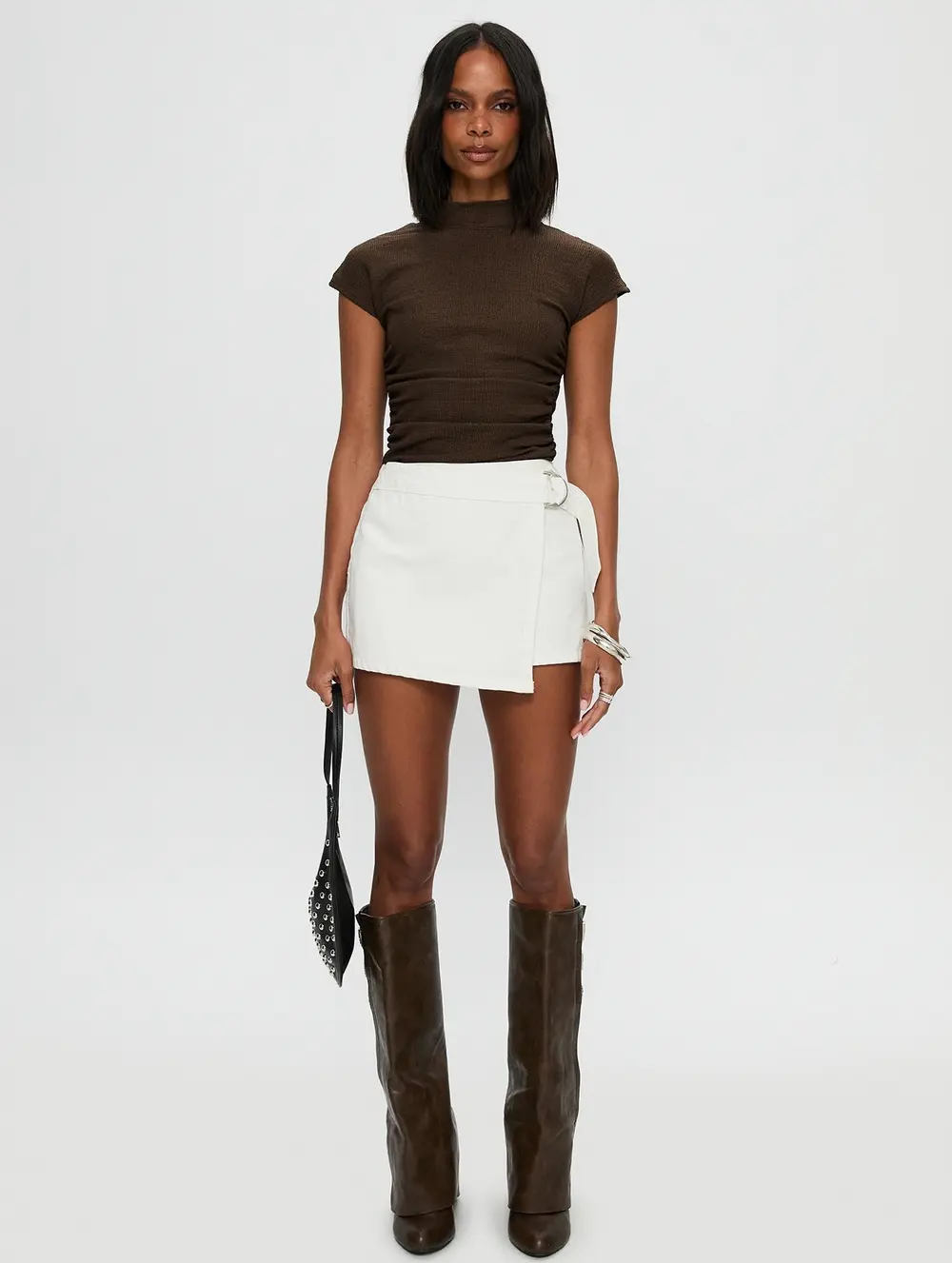 Elinora Wrap Mini Skirt White