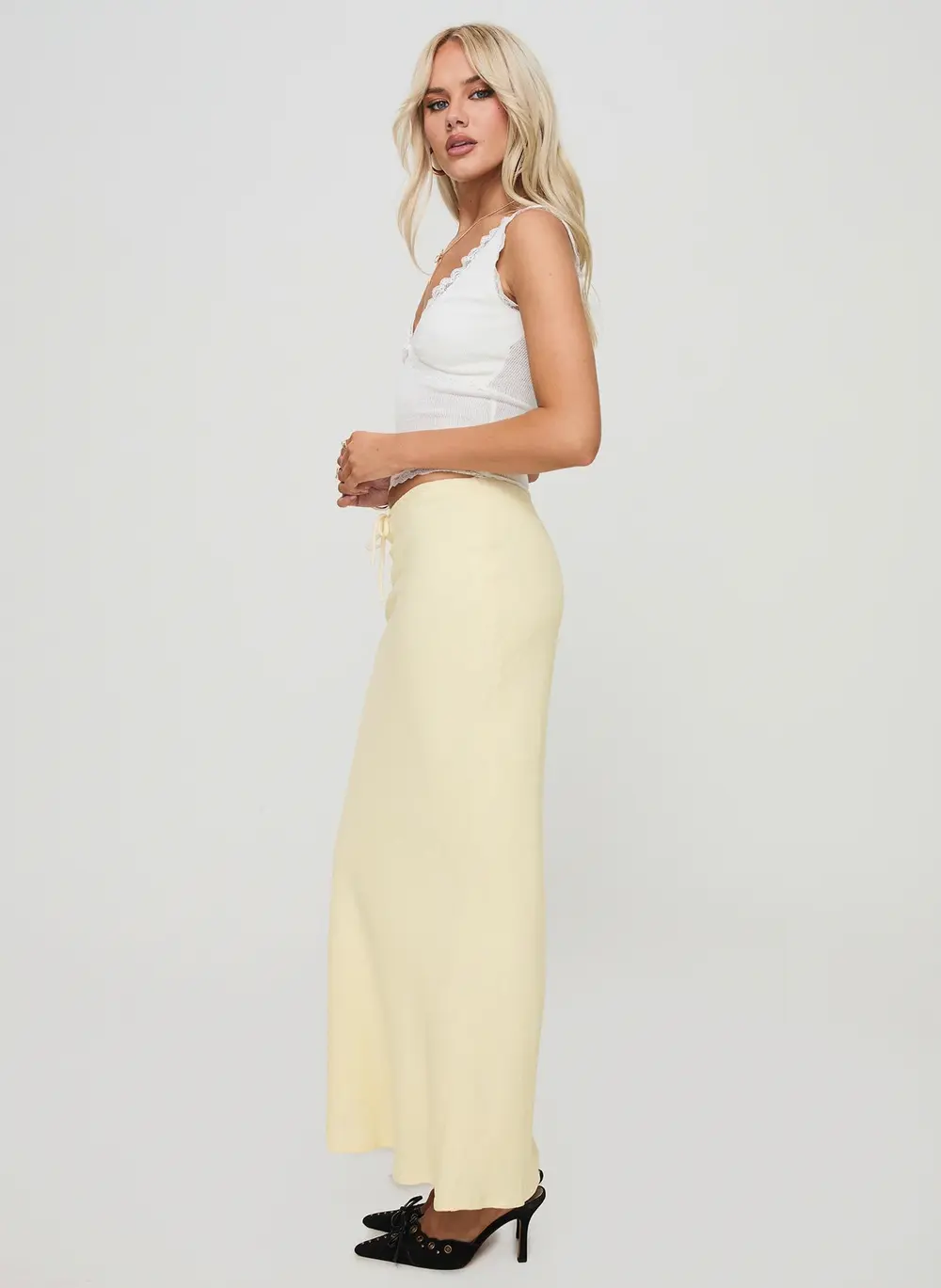Mercer Linen Blend Maxi Skirt Lemon