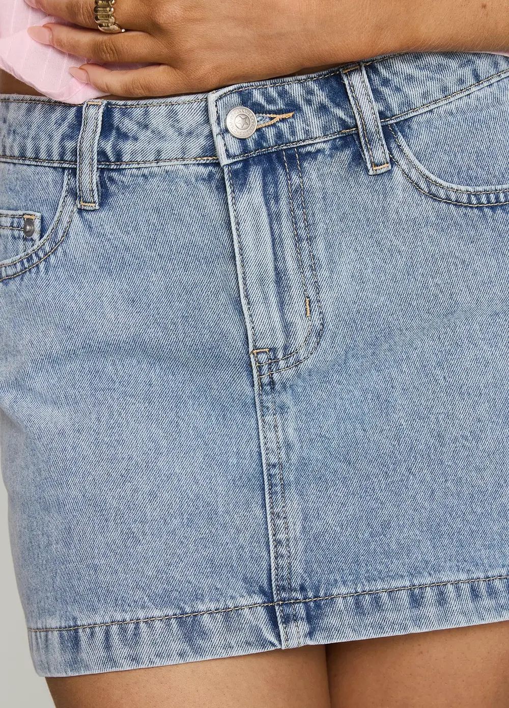 Nickei Denim Mini Skirt Light Wash Tall