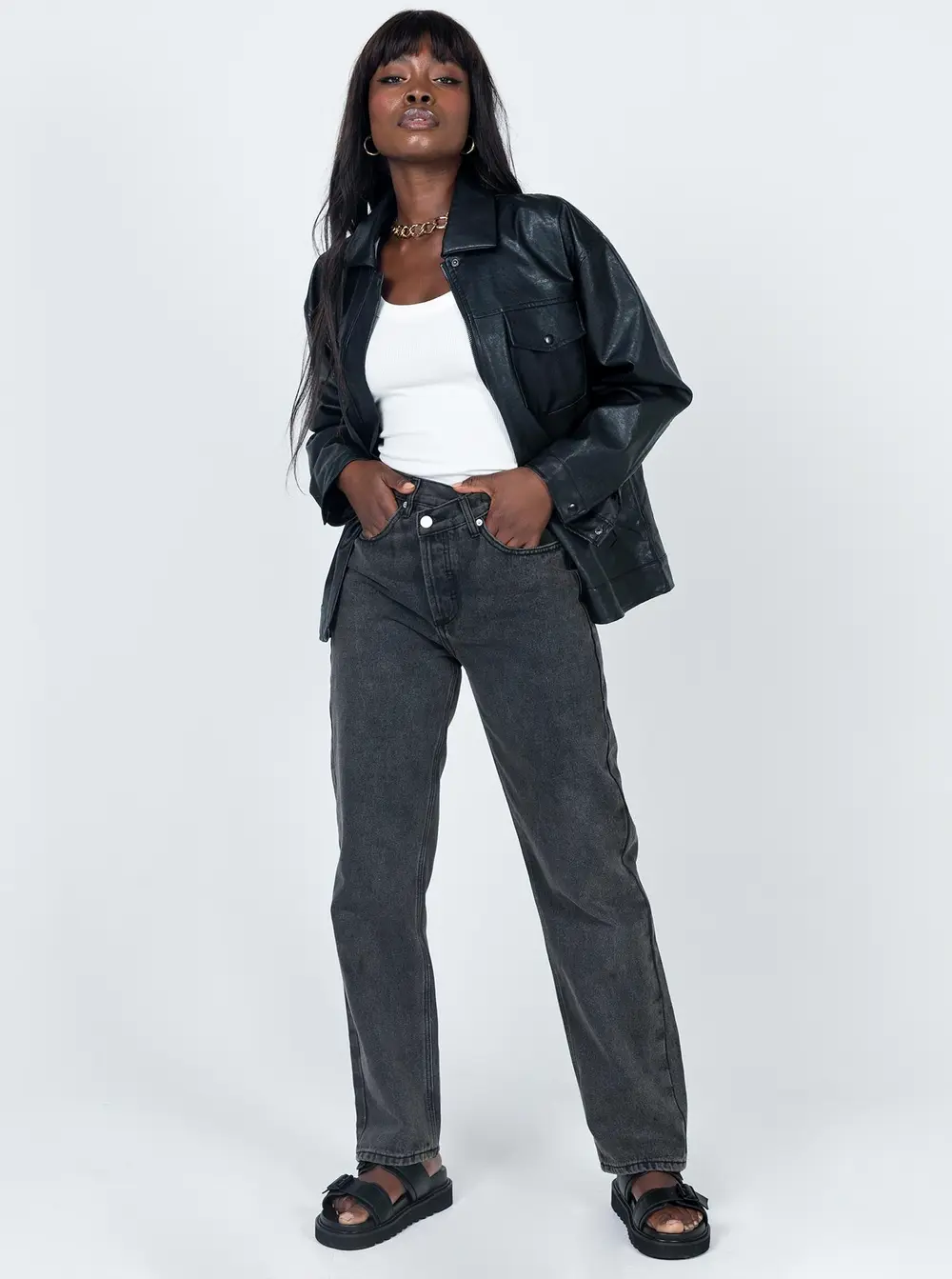 Callie Faux Leather Jacket Black