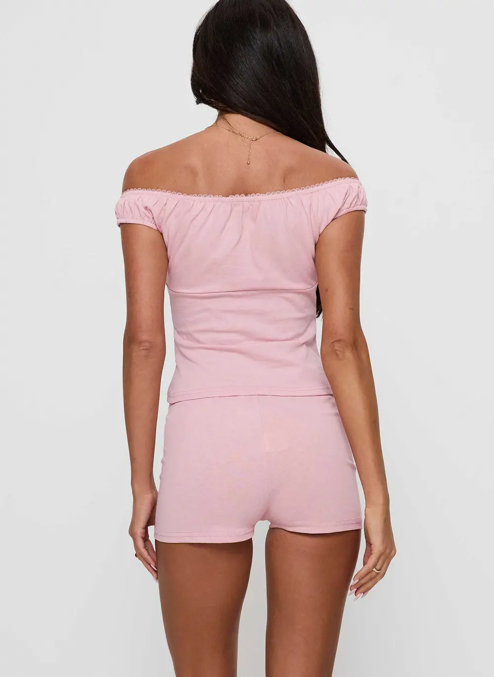 Drift Away Off The Shoulder Sleep Set Pink