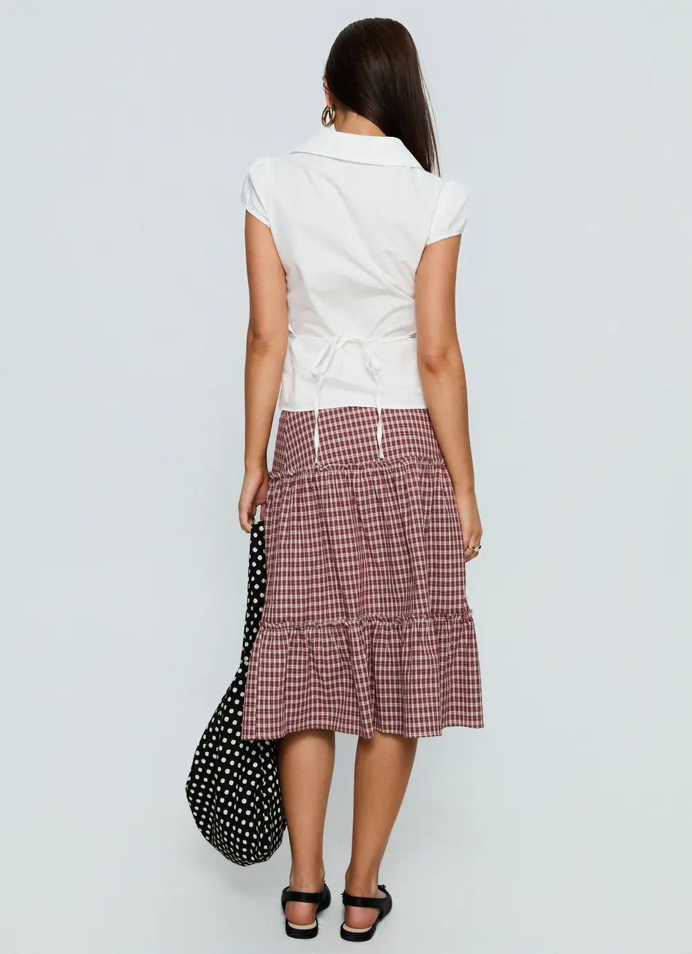 Cascades Low Rise Midi Skirt Red Check
