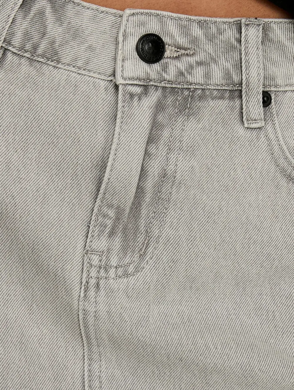 Nicolina Low Rise Denim Mini Skirt Washed Grey