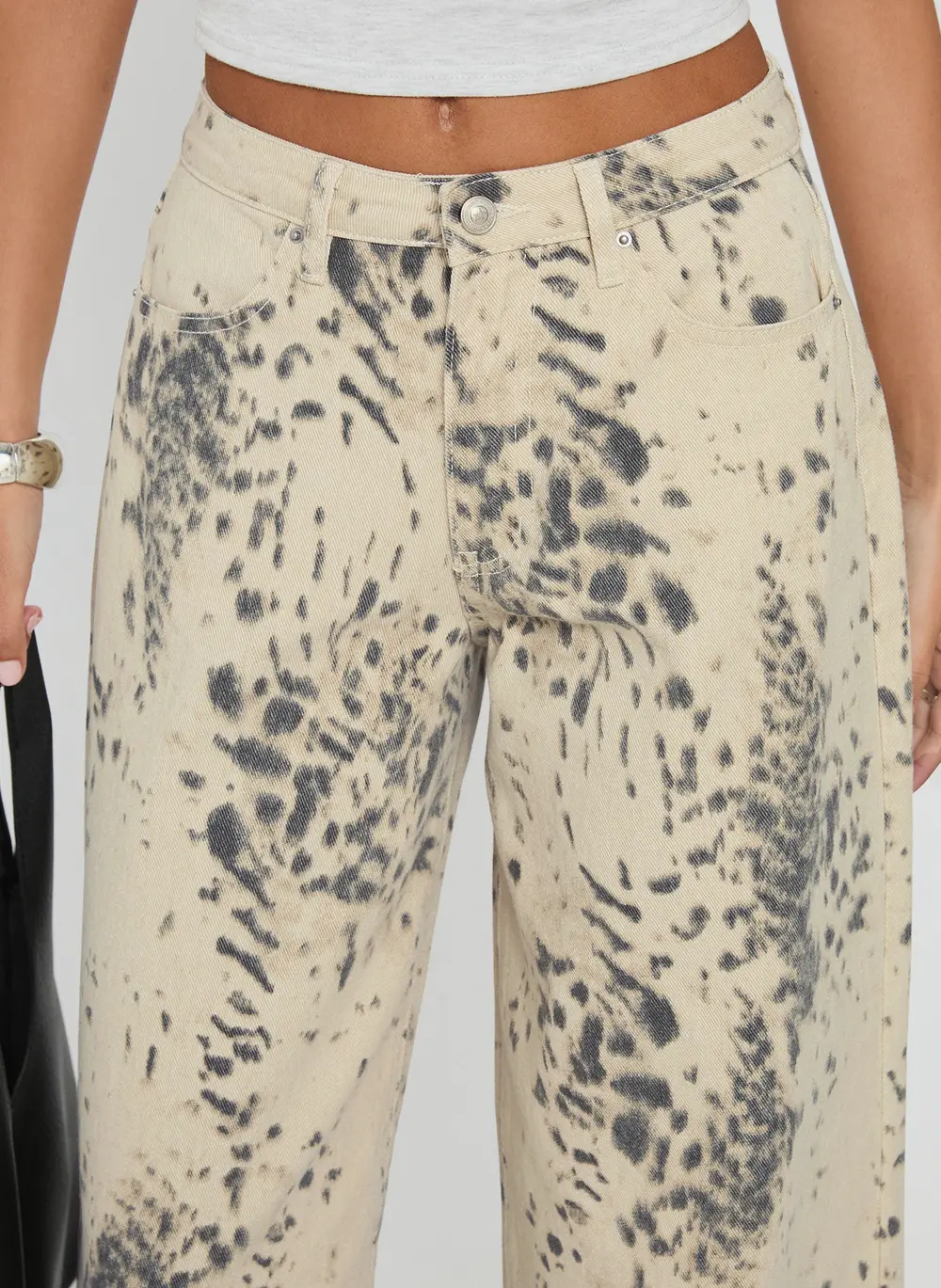 Naylor Mid Rise Wide Leg Jeans Animal Spot