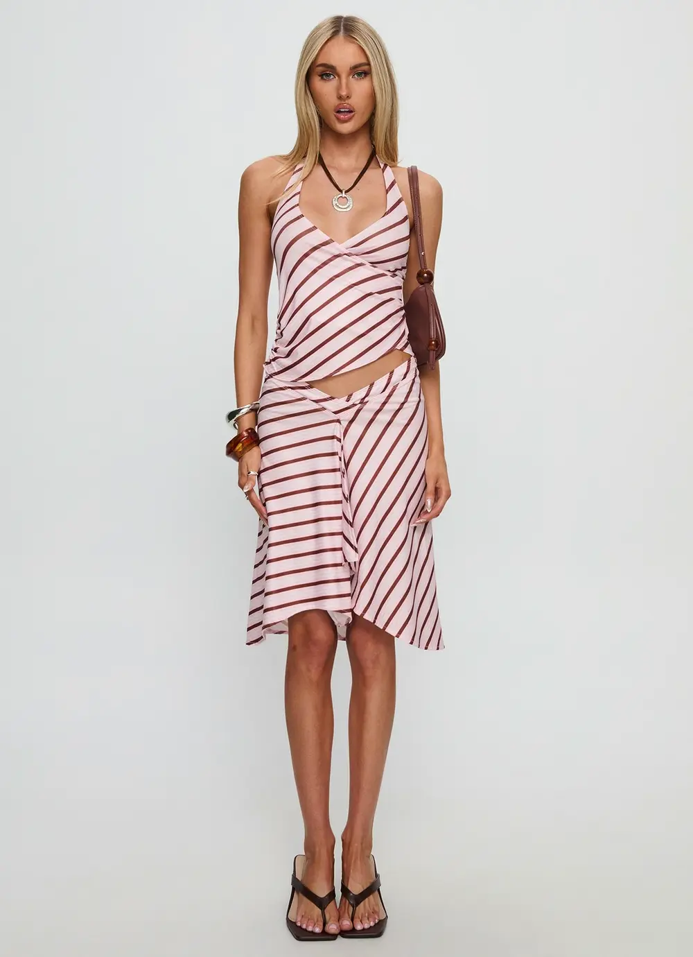Esmeray Midi Skirt Pink Stripe