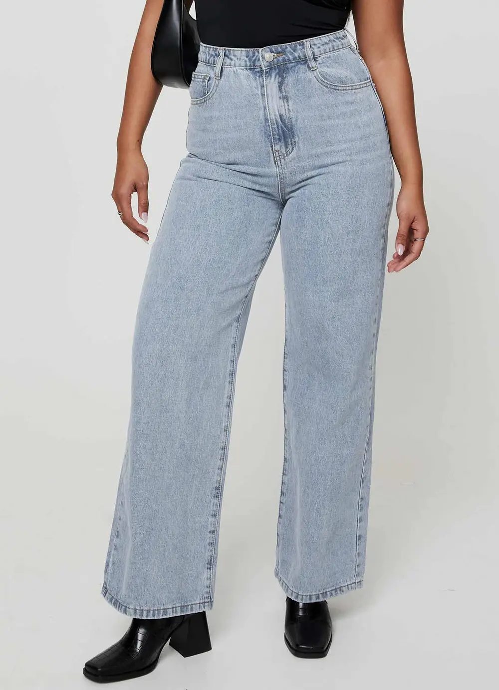 Nicolo High Rise Straight Leg Jeans Light Blue Wash