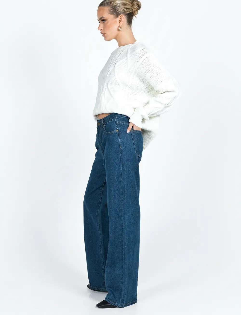 Top Model Low Rise Straight Leg Jeans Dark Denim