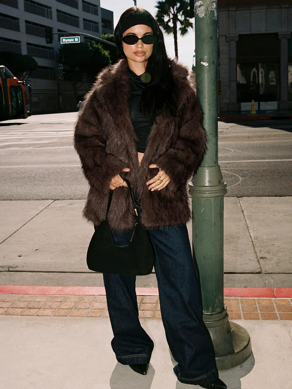 Super Trouper Faux Fur Jacket Brown
