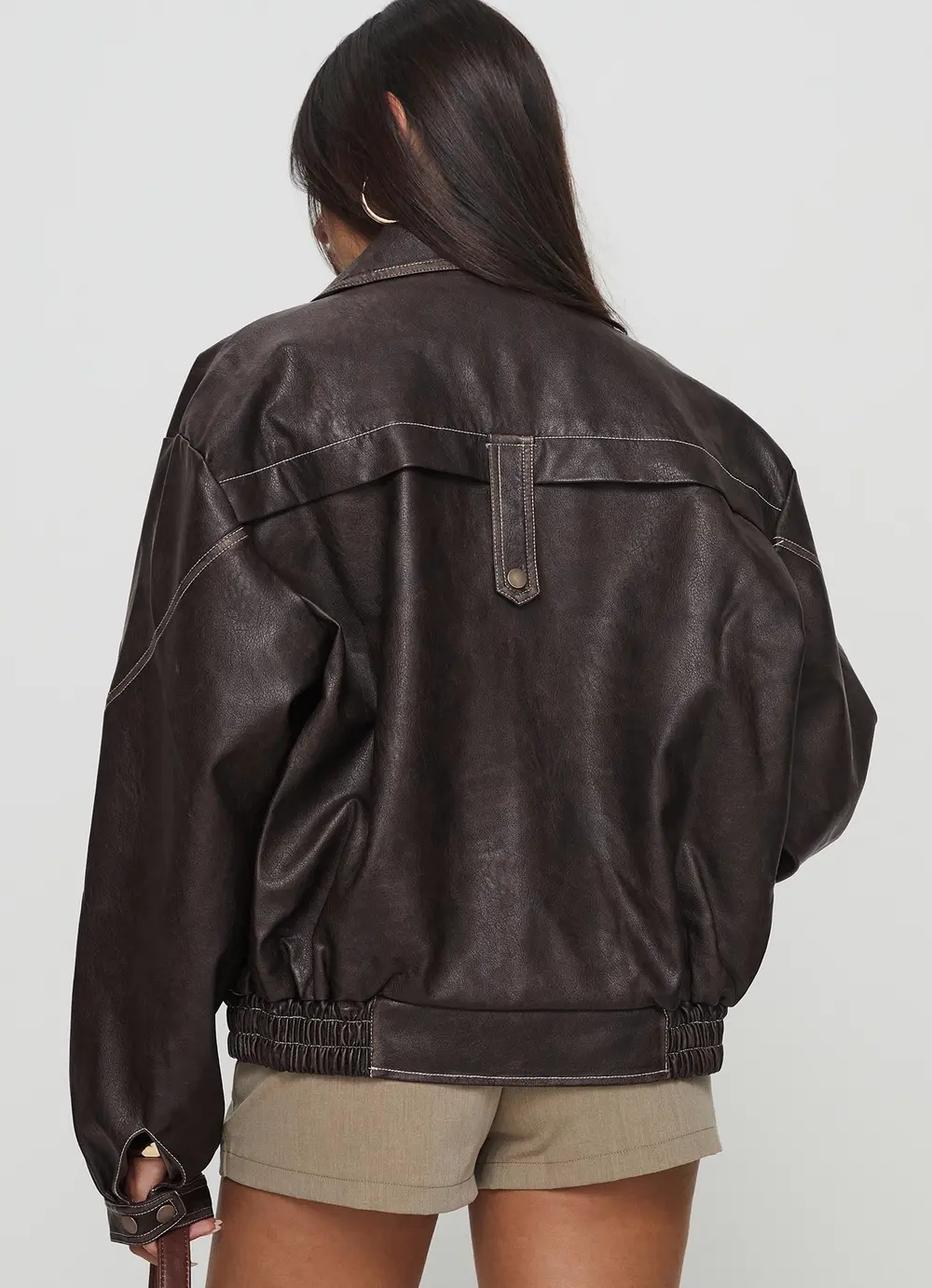 Jaxton Faux Leather Jacket Brown