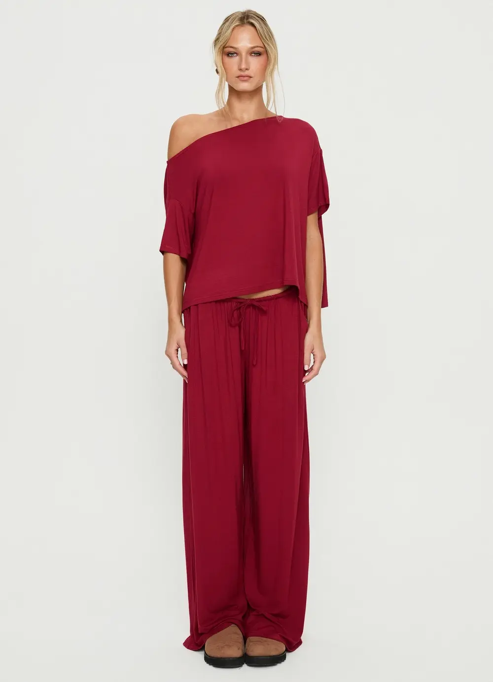 Cozy Hour Sleep Relaxed Pants Red