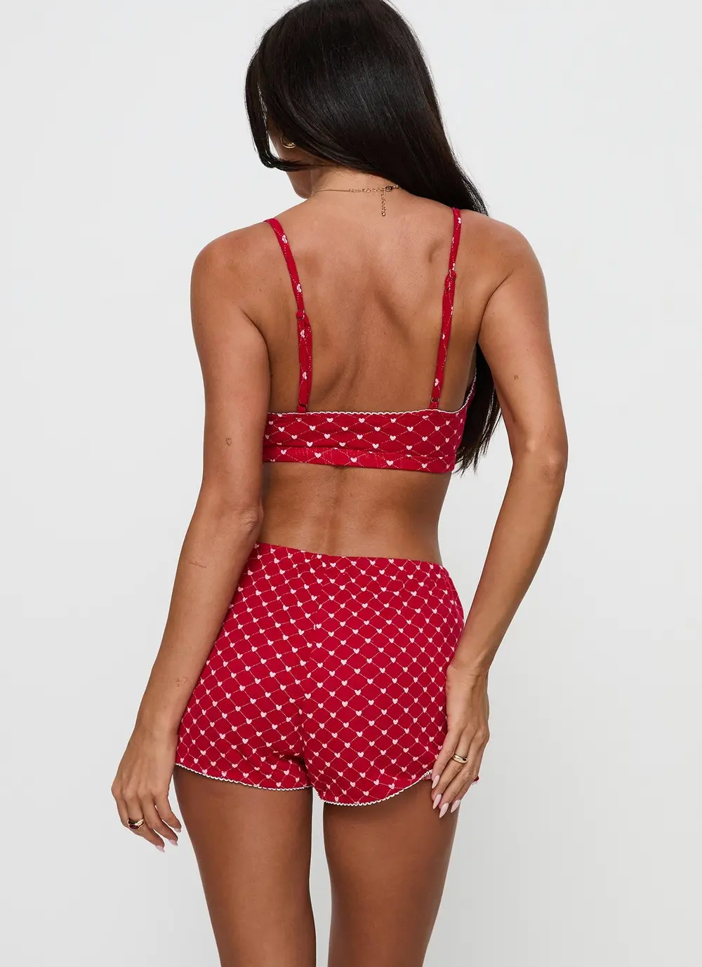 Slow Start Pointelle Sleep Short Red