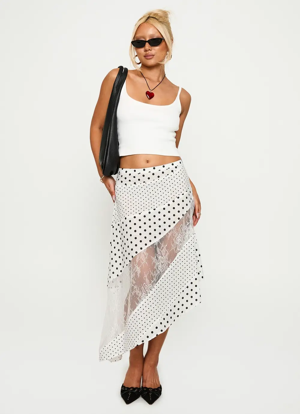 Rennar Maxi Skirt White / Polka Dot