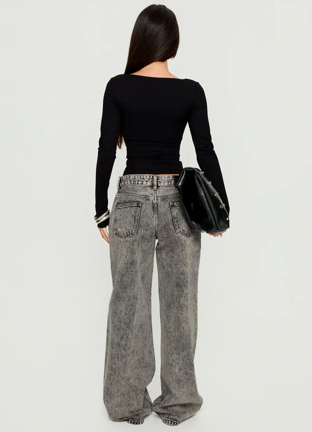 Serenitia Mid Rise Relaxed Jeans Washed Grey