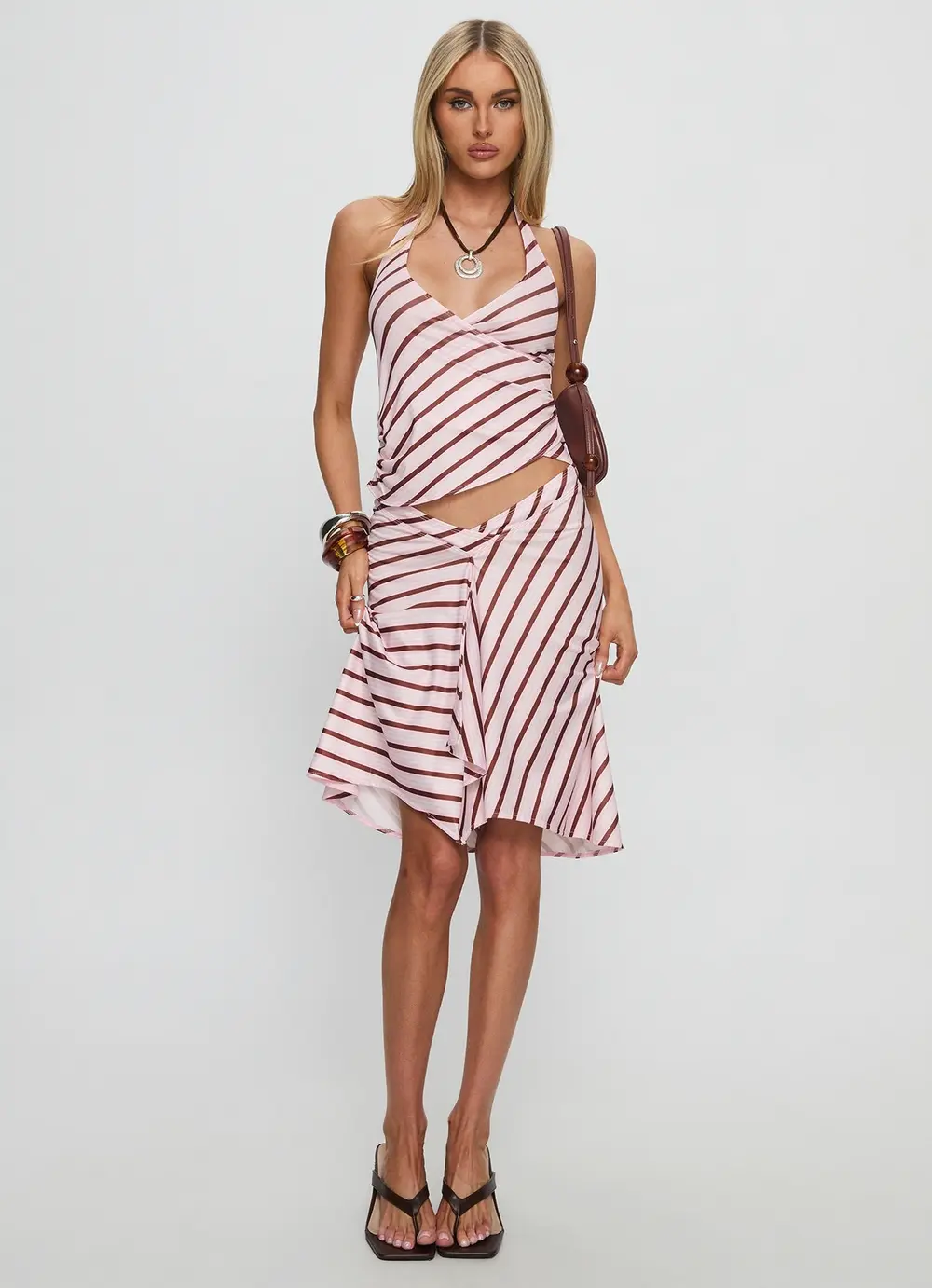 Esmeray Midi Skirt Pink Stripe