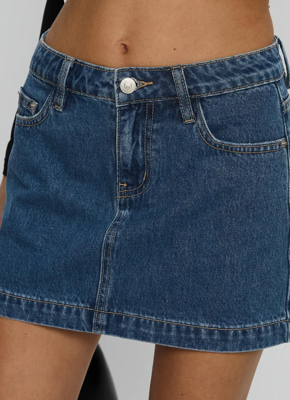 Nickei Denim Mini Skirt Mid Wash Tall
